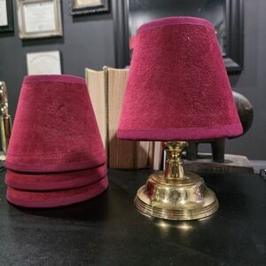Burgundy Raspberry Small Clip On Lampshade Set Of 4 Sz 5.5'H Velvet Fabric